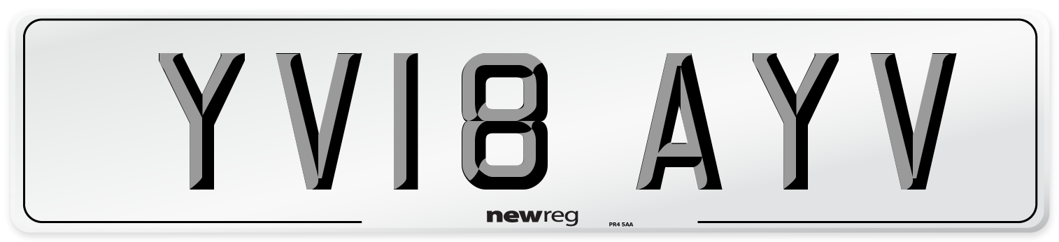 YV18 AYV Number Plate from New Reg